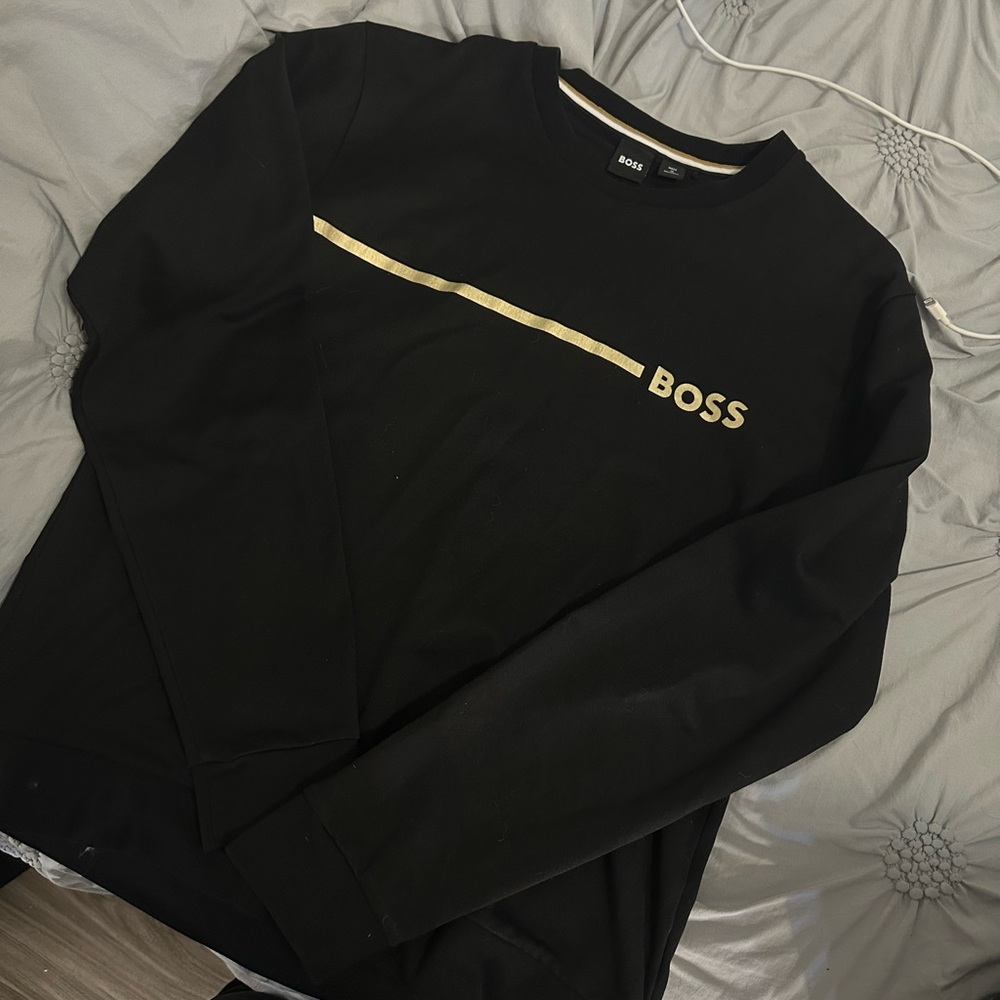 Boss Black Tee with Gold Detail